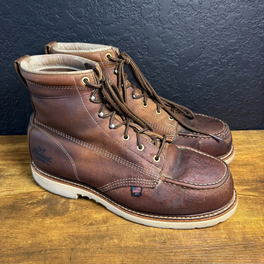 Thorogood American Heritage 814-4200 Brown Leather Moc Toe Work Boots Mens 11.5